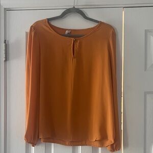 Women's Long-Sleeve Keyhole Blouse - Gold